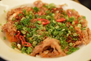 Homestyle fried biodynamic eggs w organic tamari & homemade XO