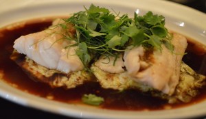 Mark Eather's line-caught Ling fillets steamed w ginger & shallot