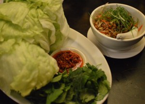 Sung choi bao of certified-free range pork w ginger & mushrooms