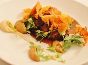 Beef fillet, smoked brisket, pumpkin & caramelised onions