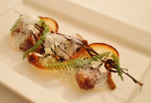 Pan roasted Veal Sweetbreads w mushrooms & pine nut cream