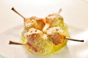 Chicken wings w egg batter & konbu butter