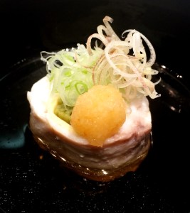 Steamed Snapper w Green Tea Soba Noodles, Japanese Ginger, Grated Japanese White Radish & Chilli